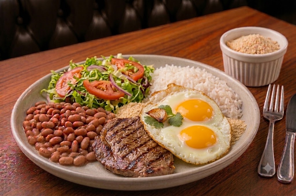 Foto ilustrativa de Bife de Contra Filé Comercial — imagem provisória, será substituída pela foto real do prato