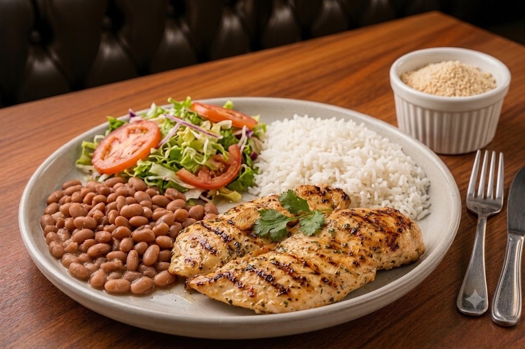 Foto ilustrativa de Filé de Frango Comercial — imagem provisória, será substituída pela foto real do prato